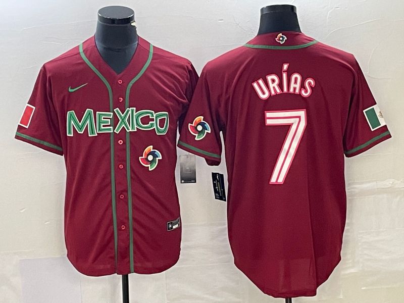 Men 2023 World Cub Mexico #7 Urias Red Nike MLB Jersey15